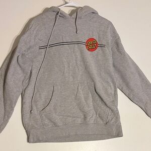 Santa Cruz Skateboards Light Gray Hoodie with Red Logo